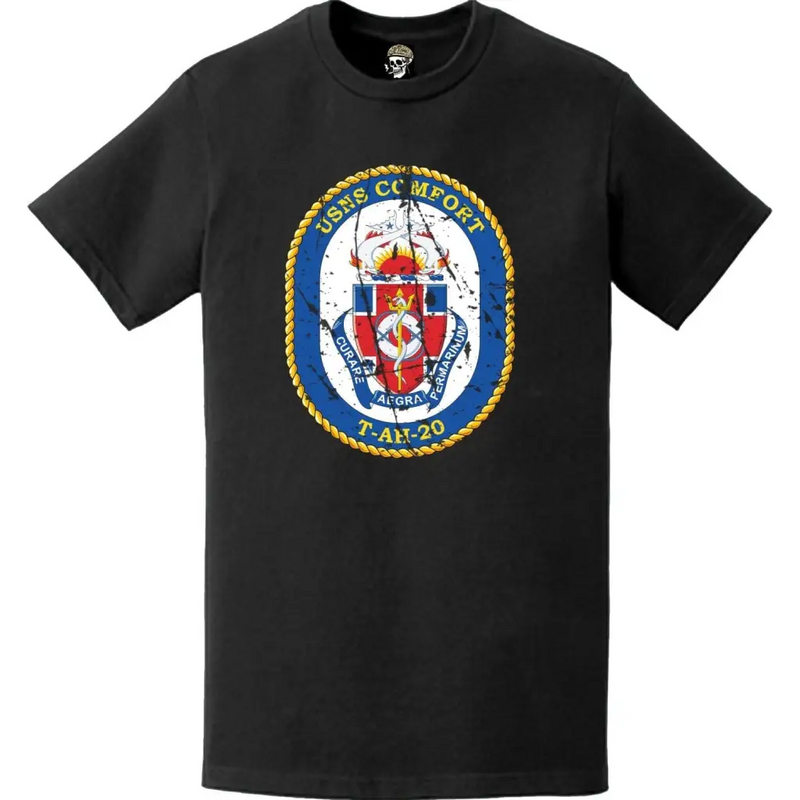 Distressed USNS Comfort (T-AH-20) Ship's Crest Emblem T-Shirt