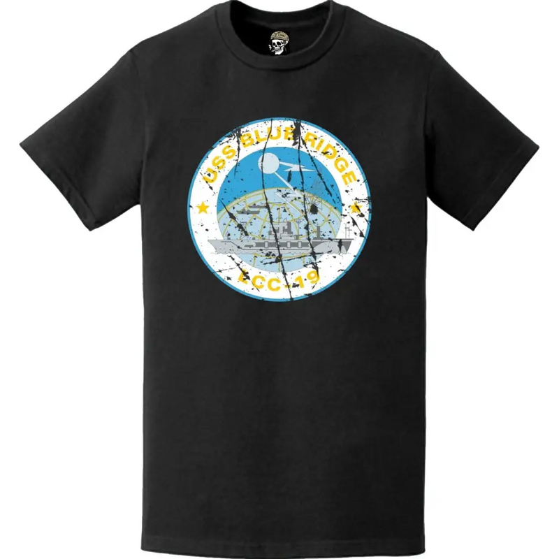 Distressed USS Blue Ridge (LCC-19) Ship's Crest Emblem T-Shirt