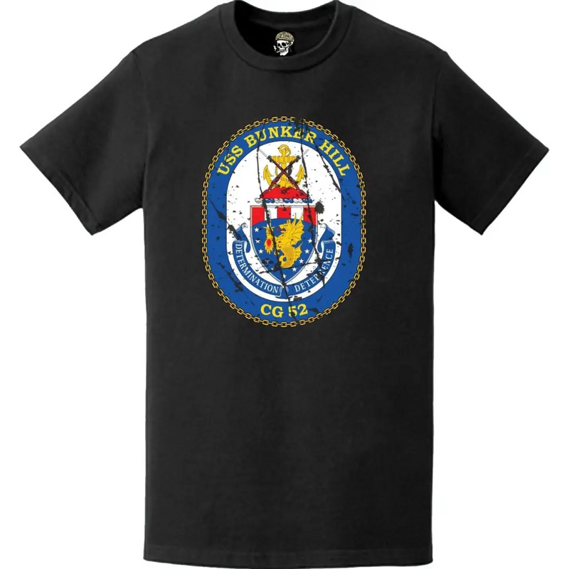 Distressed USS Bunker Hill (CG-52) Ship's Crest Logo T-Shirt