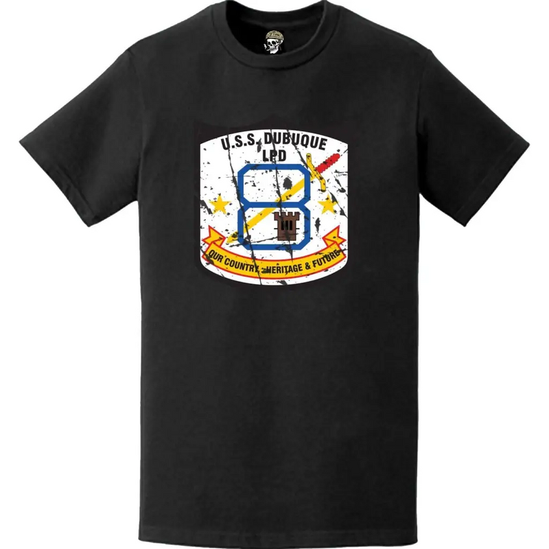Distressed USS Dubuque (LPD-8) Ship's Crest Emblem T-Shirt