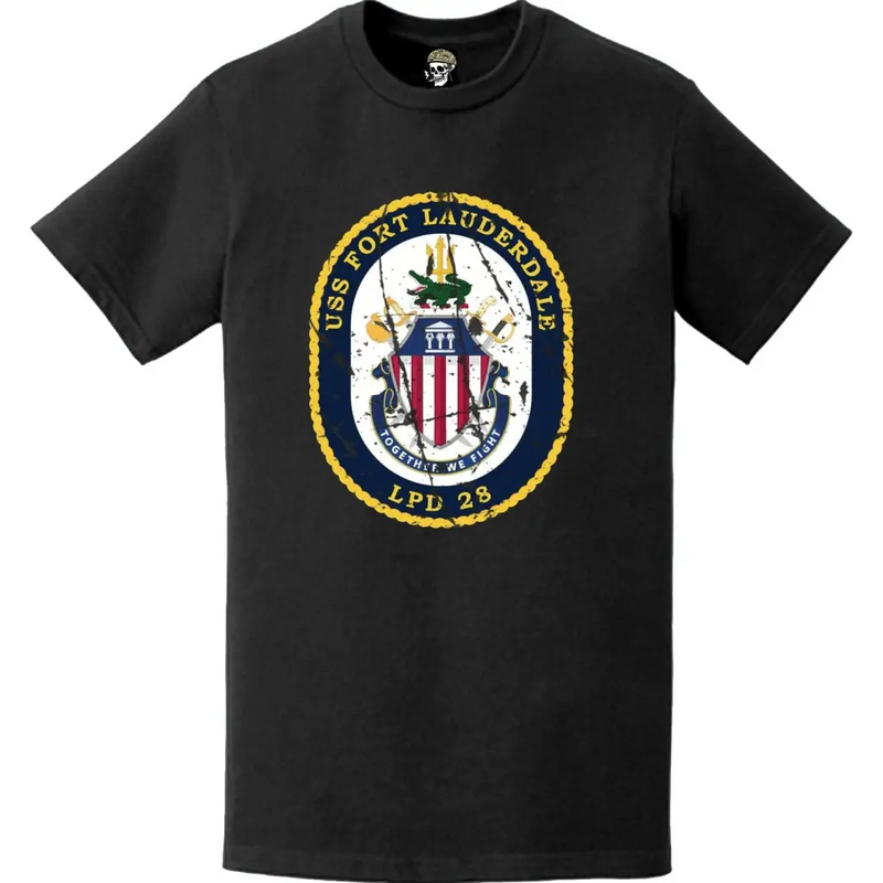 Distressed USS Fort Lauderdale (LPD-28) Ship's Crest Emblem T-Shirt