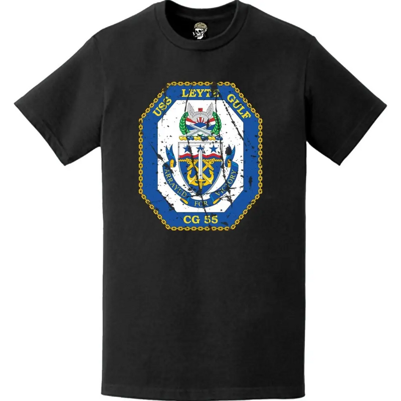 Distressed USS Leyte Gulf (CG-55) Ship's Crest Logo T-Shirt
