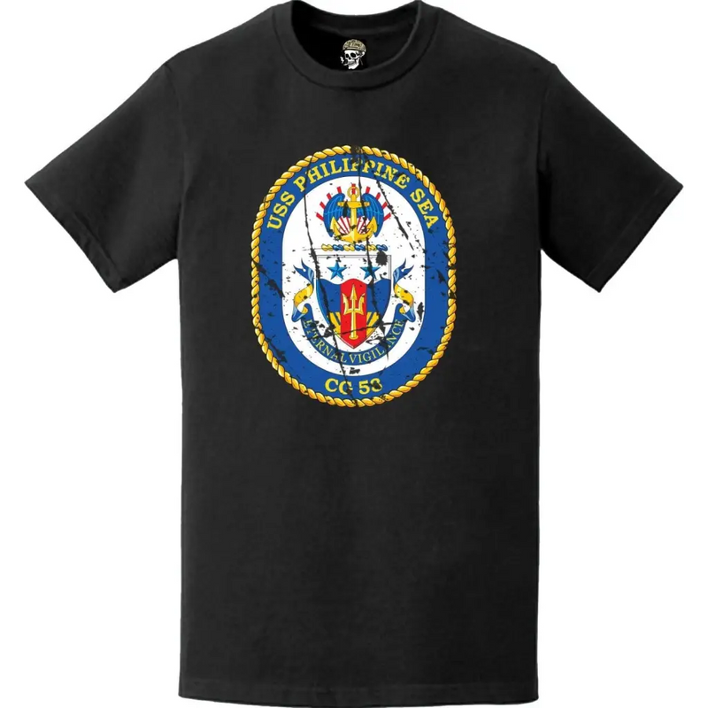 Distressed USS Philippine Sea (CG-58) Ship's Crest Logo T-Shirt