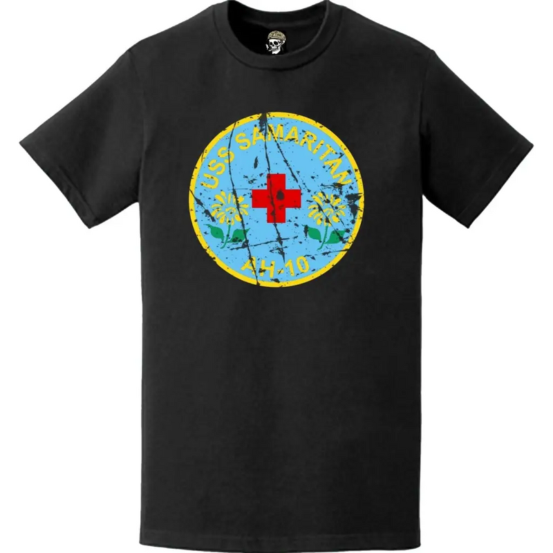 Distressed USS Samaritan (AH-10) Ship's Crest Emblem T-Shirt