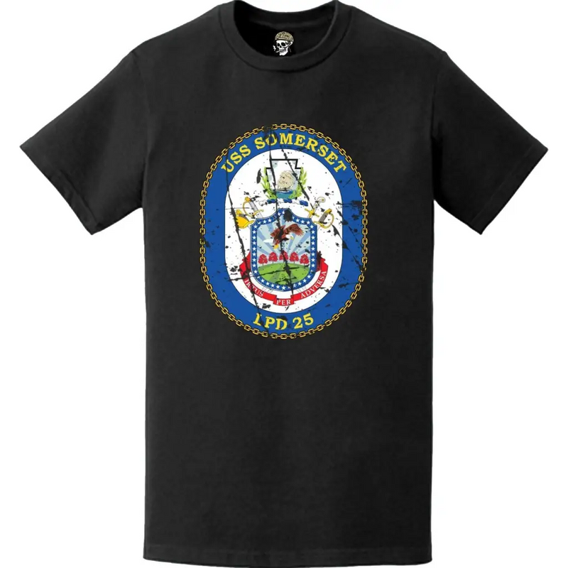 Distressed USS Somerset (LPD-25) Ship's Crest Emblem T-Shirt