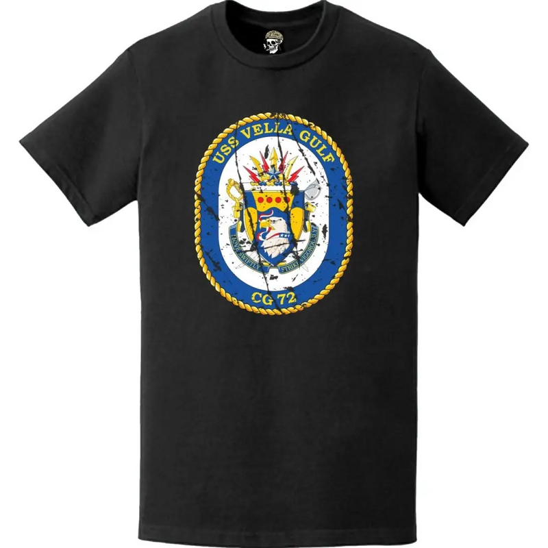 Distressed USS Vella Gulf (CG-72) Ship's Crest Logo T-Shirt