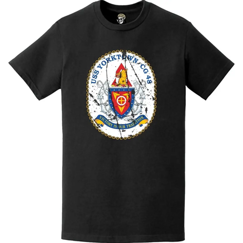 Distressed USS Yorktown (CG-48) Ship's Crest Logo T-Shirt