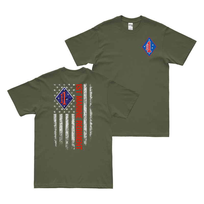 Double Sided 1st Marine Regiment American Flag T-Shirt