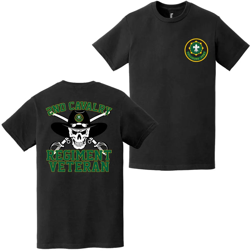 Double-Sided 2nd Cavalry Regiment Saber Skull Veteran T-Shirt
