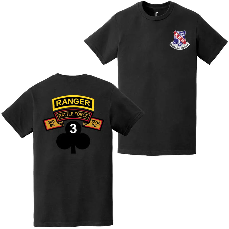 Double-Sided 3-327 Infantry Ranger Tab Logo T-Shirt