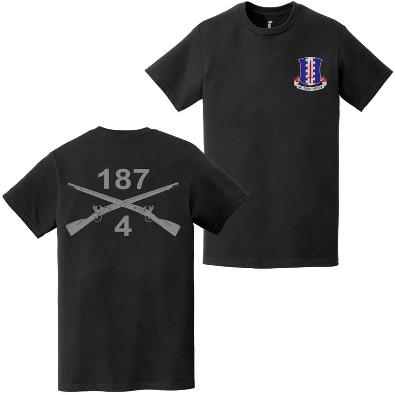Double-Sided 4-187 Infantry Rakkasans Logo T-Shirt
