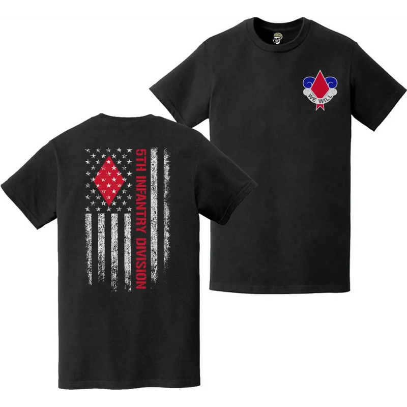 Double-Sided 5th Infantry Division American Flag T-Shirt