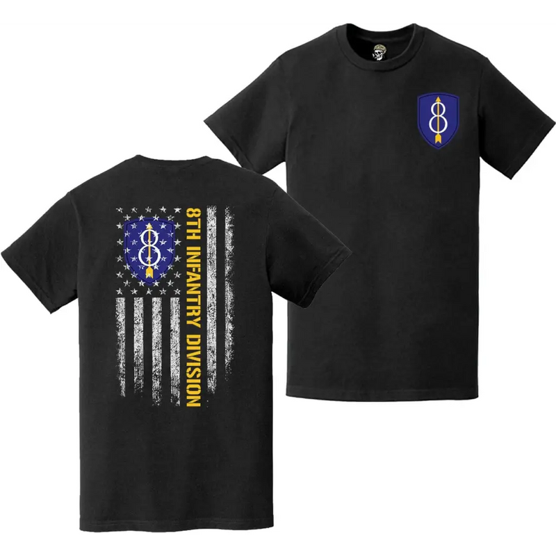 Double-Sided 8th Infantry Division SSI American Flag T-Shirt
