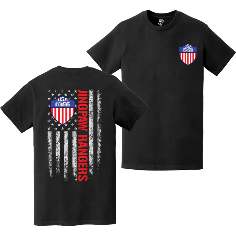 Double-Sided Jingpaw Rangers OSS Det 101 American Flag T-Shirt