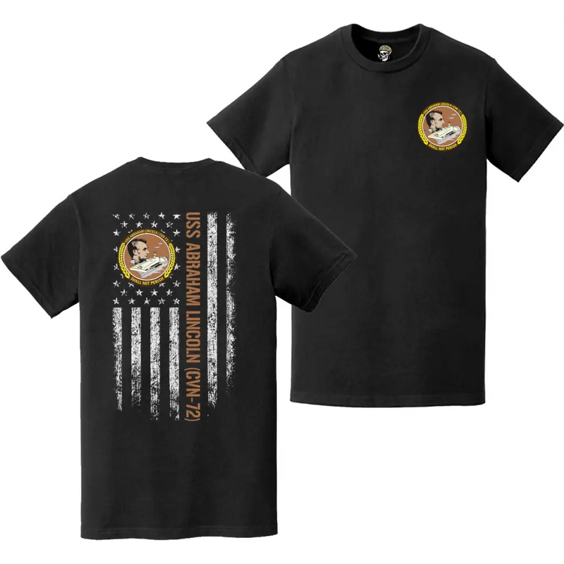 Double-Sided USS Abraham Lincoln (CVN-72) American Flag T-Shirt