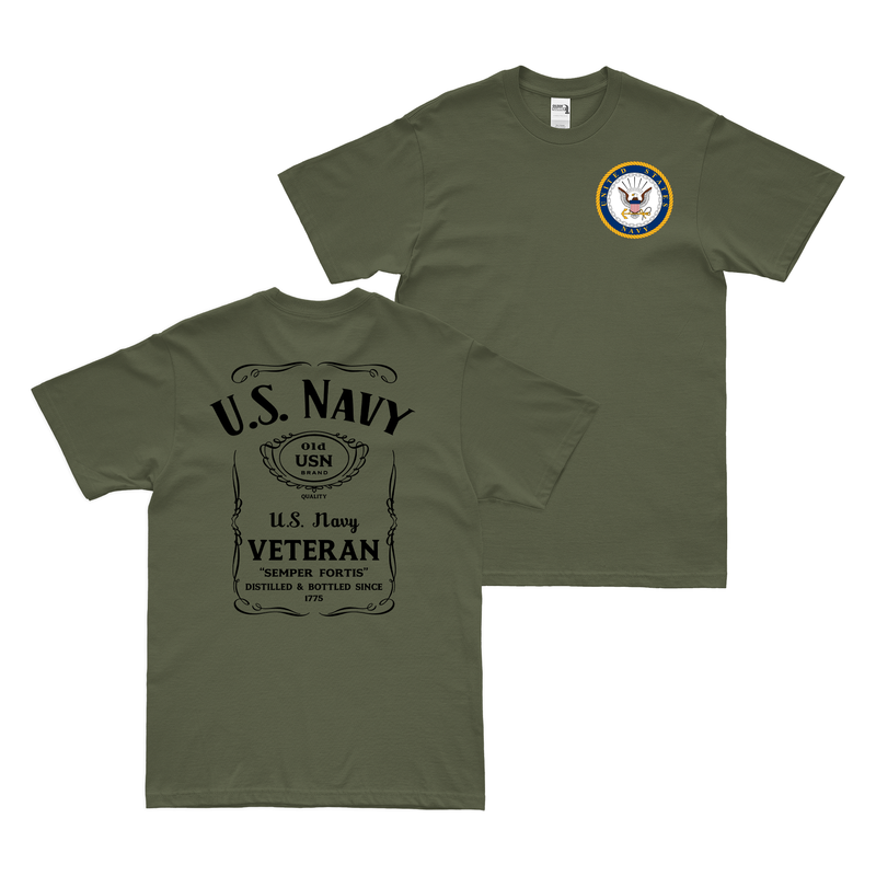 Double-Sided U.S. Navy Veteran Whiskey Label T-Shirt