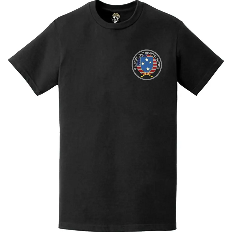 Patriotic 23rd Infantry Division American Flag Left Chest Crest T-Shirt