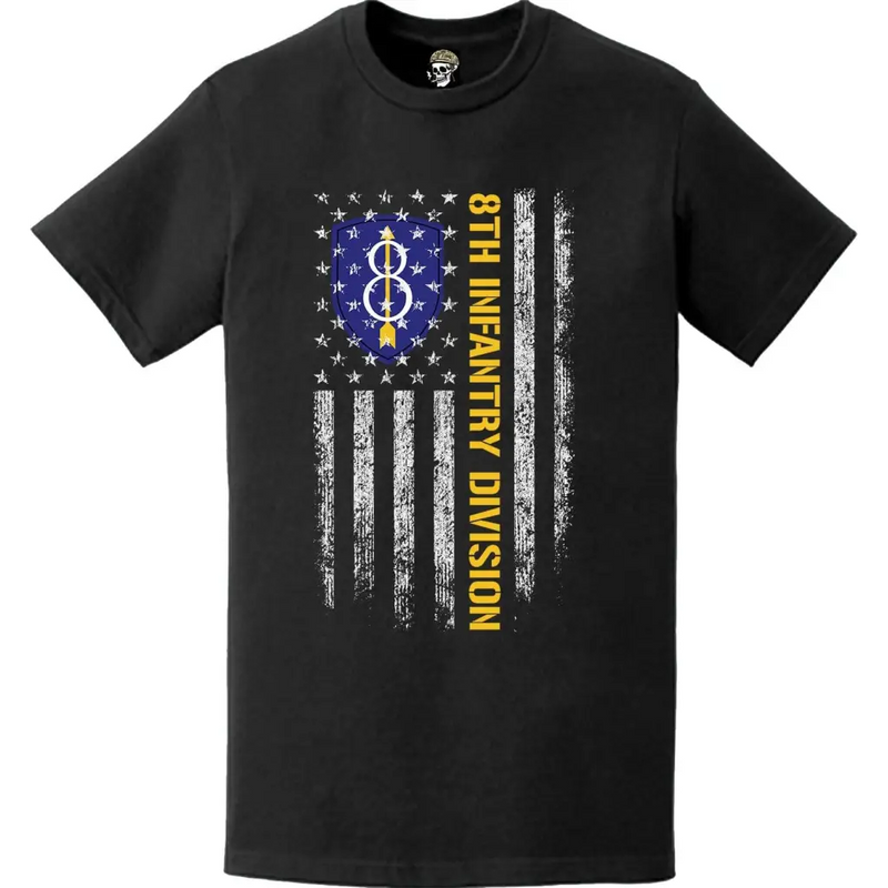 Patriotic 8th Infantry Division American Flag T-Shirt