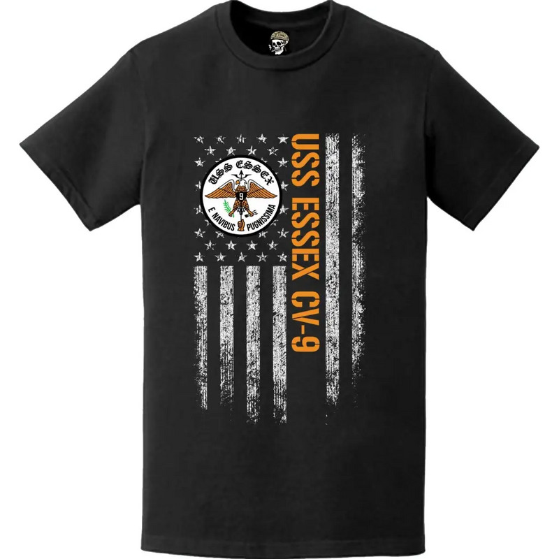 Patriotic USS Essex (CV-9) American Flag T-Shirt