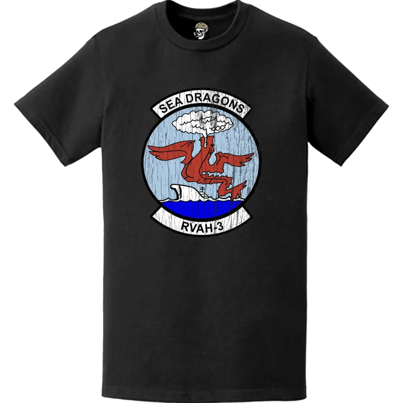 RVAH-3ディストレストパッチロゴデカールエンブレムTシャツ