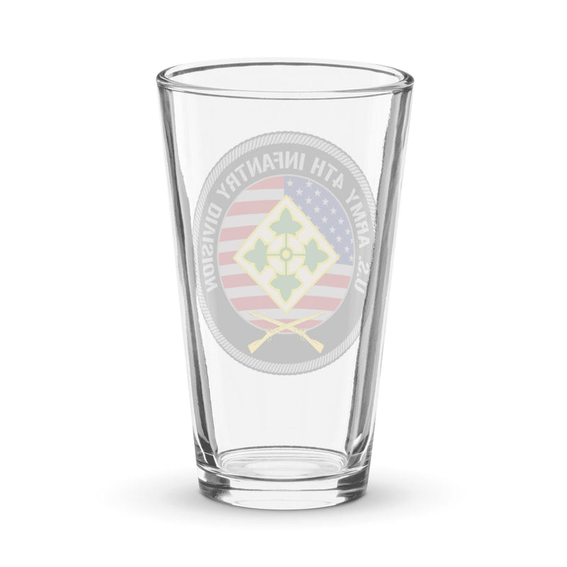 4th Infantry Division American Flag Beer Pint Glass