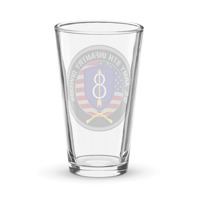 8th Infantry Division American Flag Beer Pint Glass