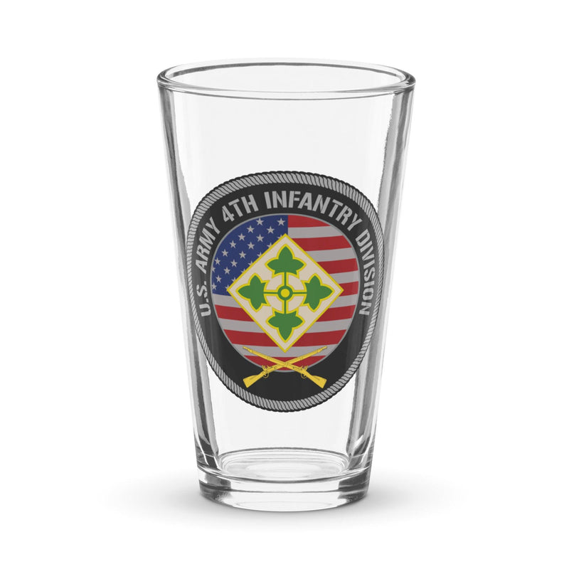 4th Infantry Division American Flag Beer Pint Glass