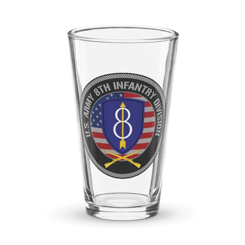 8th Infantry Division American Flag Beer Pint Glass