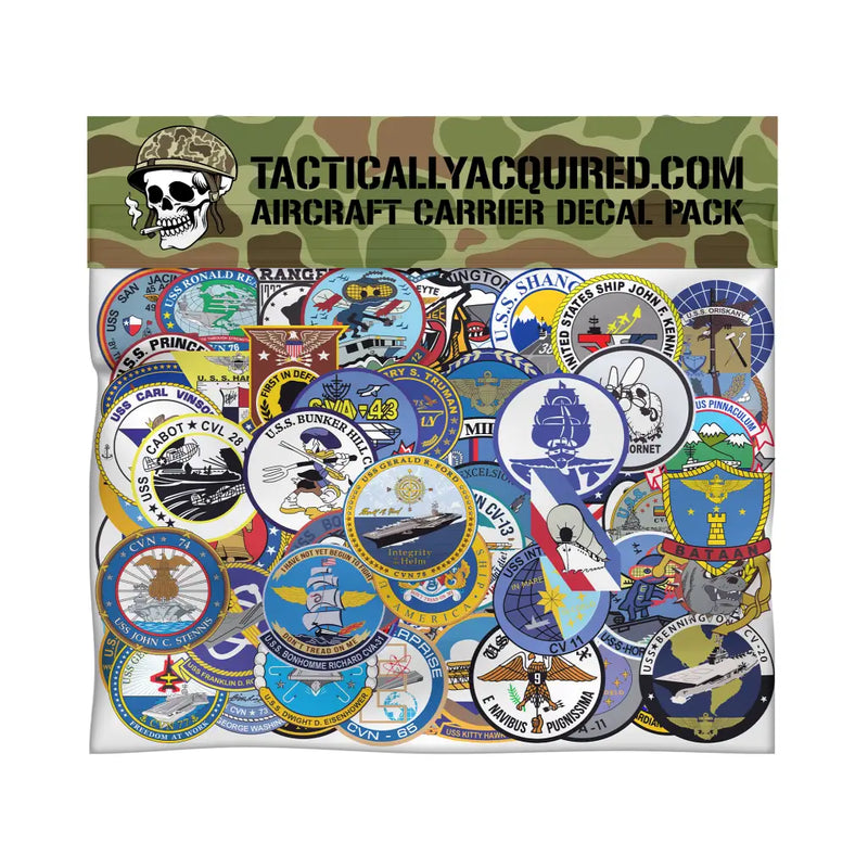 U.S. Navy Aircraft Carrier Decal Pack - 83 Waterproof Vinyl Stickers, 3x3 inches