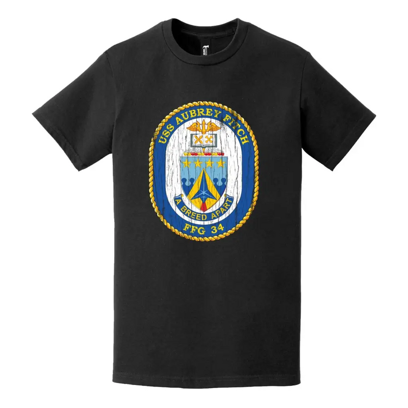 USS Aubrey Fitch (FFG-34) Logo Emblem Distressed T-Shirt