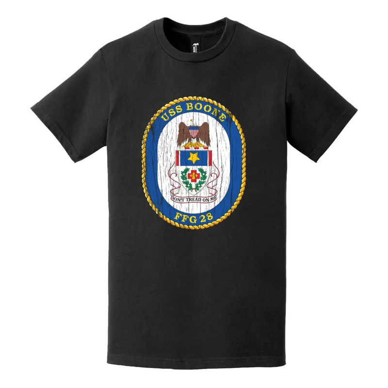 USS Booone (FFG-28) Logo Emblem Distressed T-Shirt