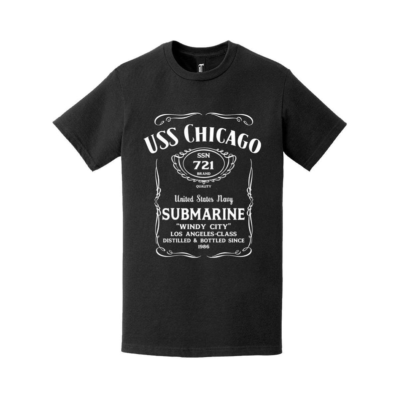USS Chicago (SSN-721) Whiskey Label Logo T-Shirt
