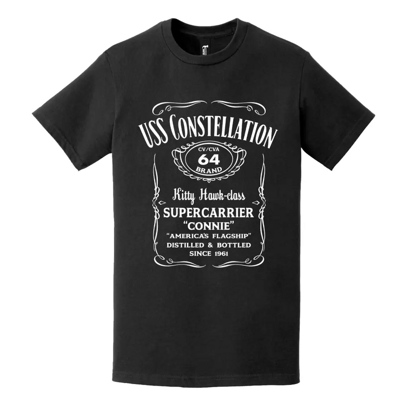 USS Constellation (CV/CVA-64) Whiskey Label Logo T-Shirt