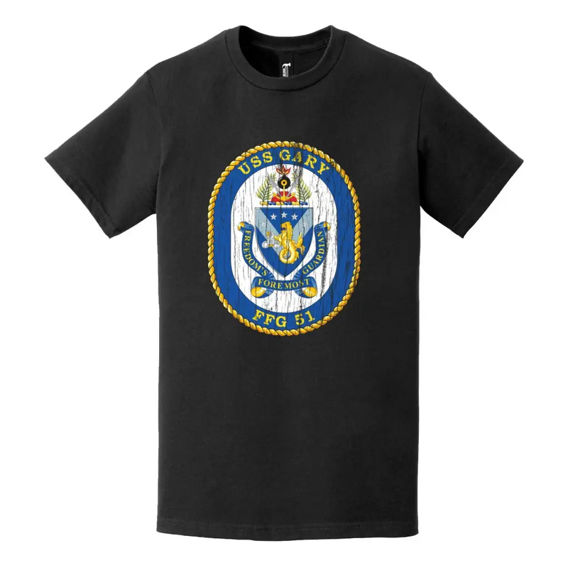 Distressed USS Gary (FFG-51) Logo Emblem T-Shirt