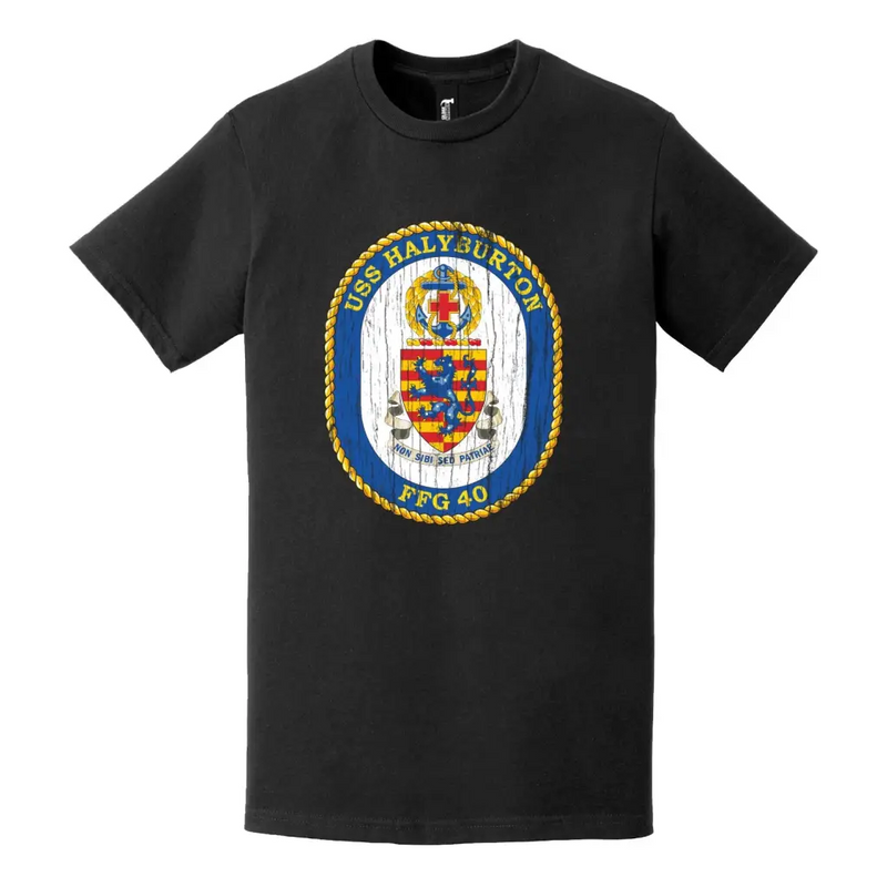 USS Halyburton (FFG-40) Logo Emblem Distressed T-Shirt