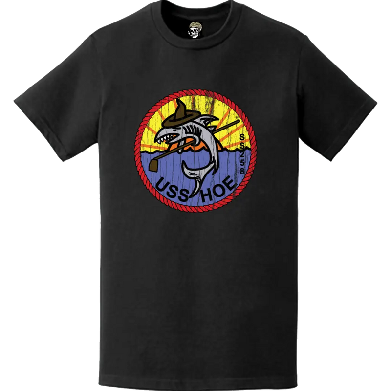 USS Hoe (SS-258) Submarine Distressed Logo Emblem T-Shirt