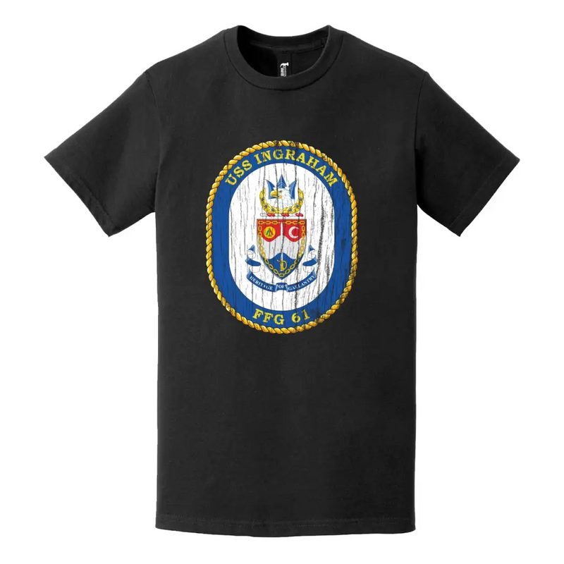 USS Ingraham (FFG-61) Logo Emblem Distressed T-Shirt