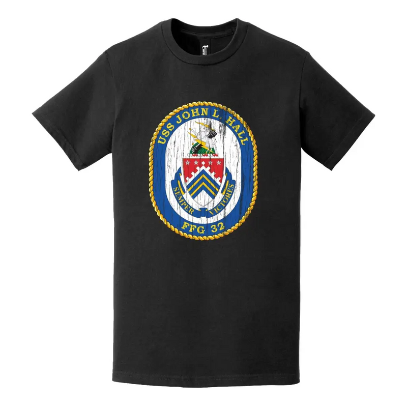 USS John A. Hall (FFG-32) Logo Emblem Distressed T-Shirt