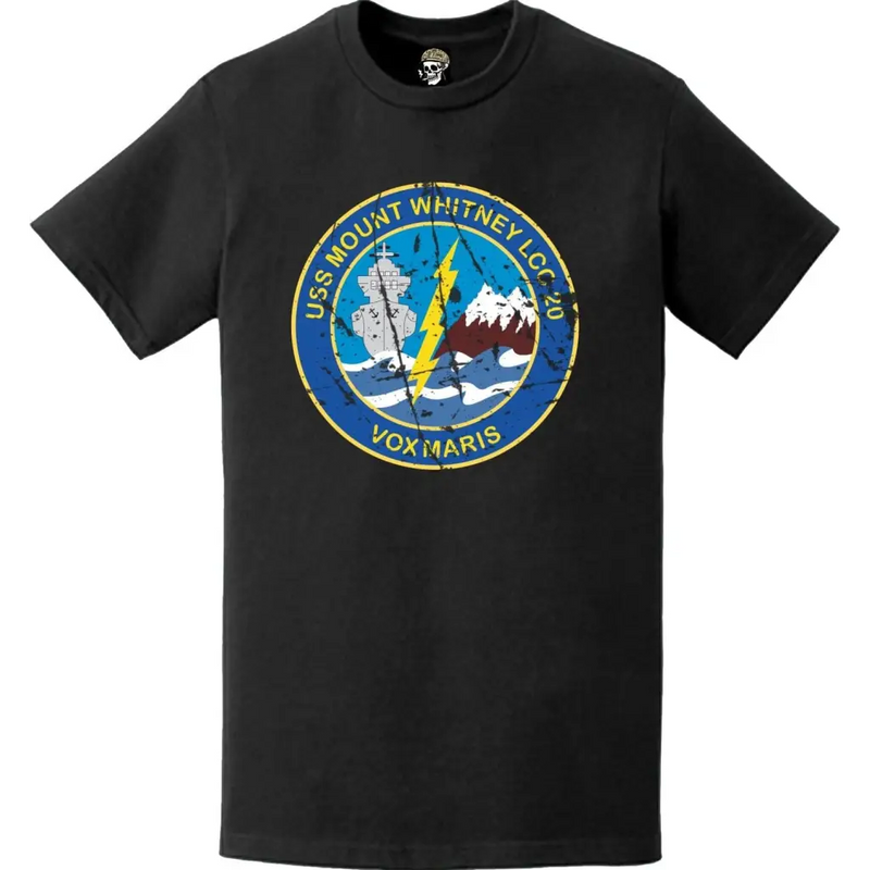 USS Mount Whitney (LCC-20) Ship's Crest Distressed Emblem T-Shirt