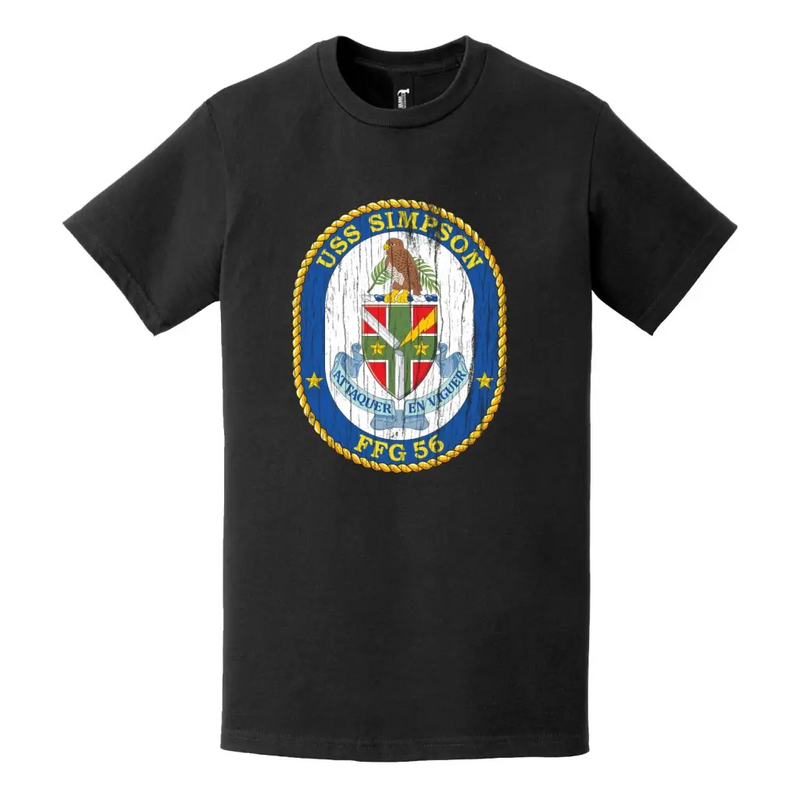 USS Simpson (FFG-56) Logo Emblem Distressed T-Shirt