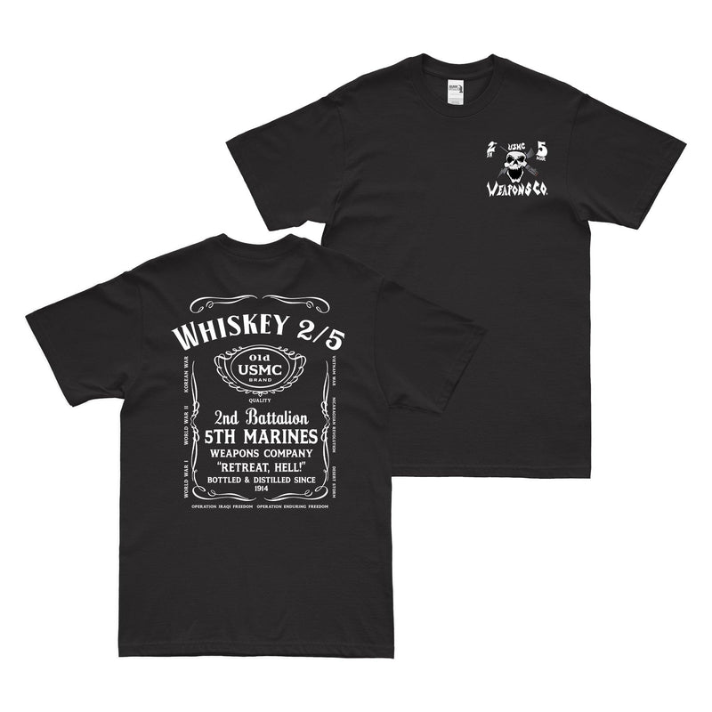 Double-Sided 2/5 Marines WPNS Co. Ramadi Whiskey Label T-Shirt