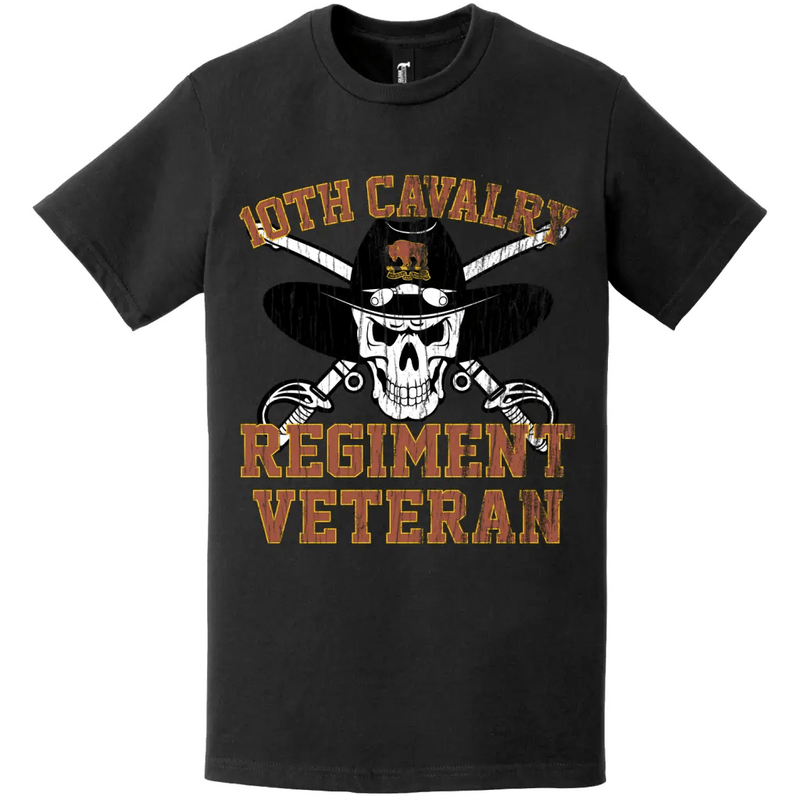 10th Cavalry Regiment Veteran Distressed Saber Skull T-Shirt