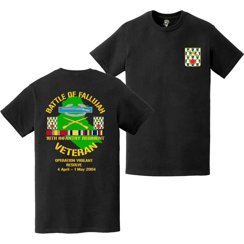 16th Infantry Regiment First Battle of Fallujah (Operation Vigilant Resolve) Double-Sided Veteran T-Shirt