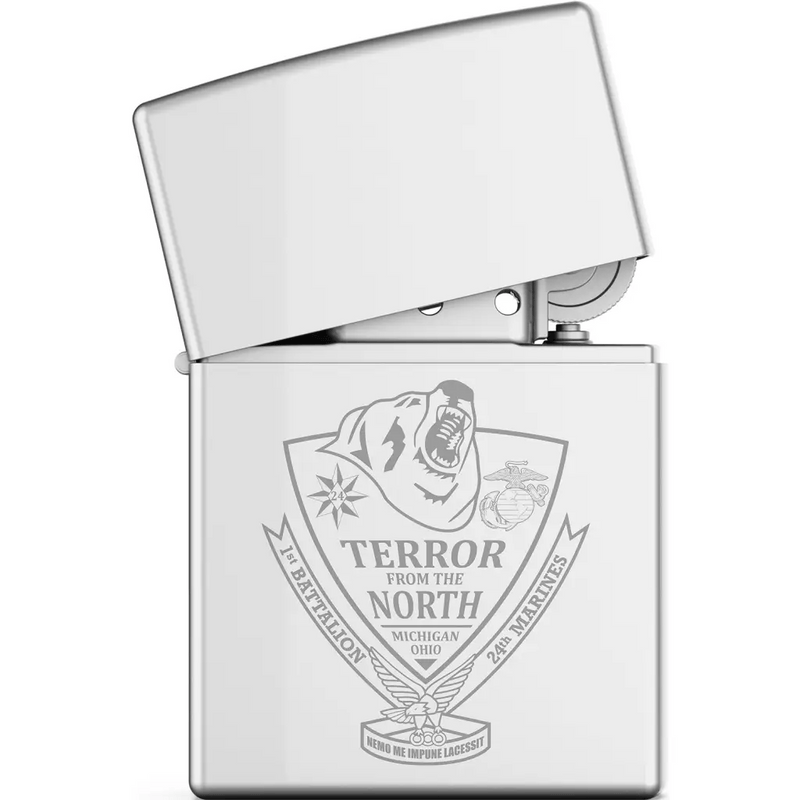 1st Battalion, 24th Marines (1/24) Engraved Zippo Lighter