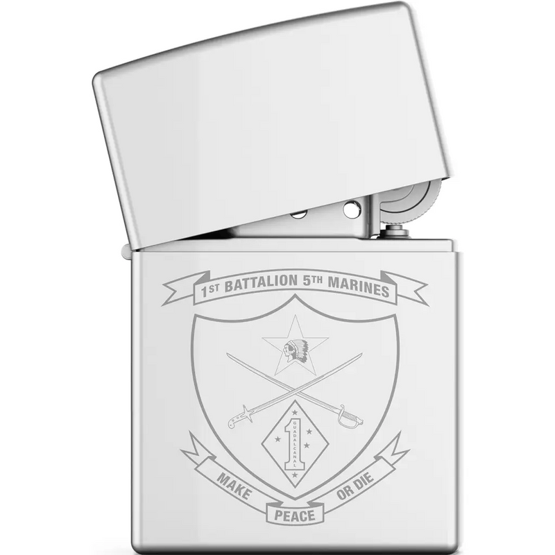 1st Battalion, 5th Marines (1/5) Engraved Zippo Lighter