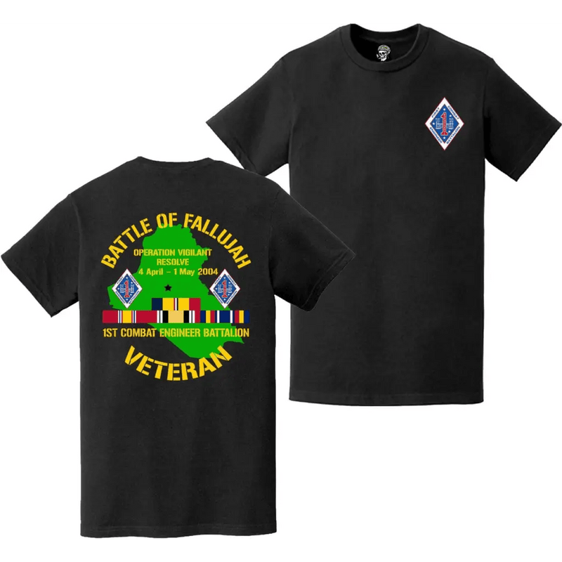 1st CEB First Battle of Fallujah (Operation Vigilant Resolve) Double-Sided Veteran T-Shirt