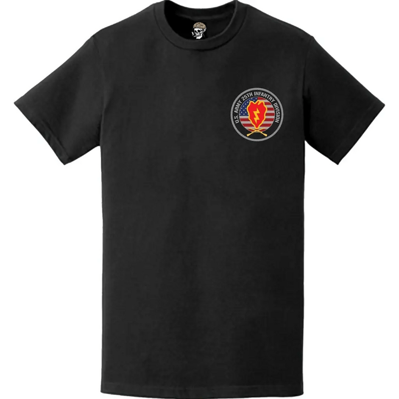 25th Infantry Division (25th ID) American Flag Left Chest Crest T-Shirt