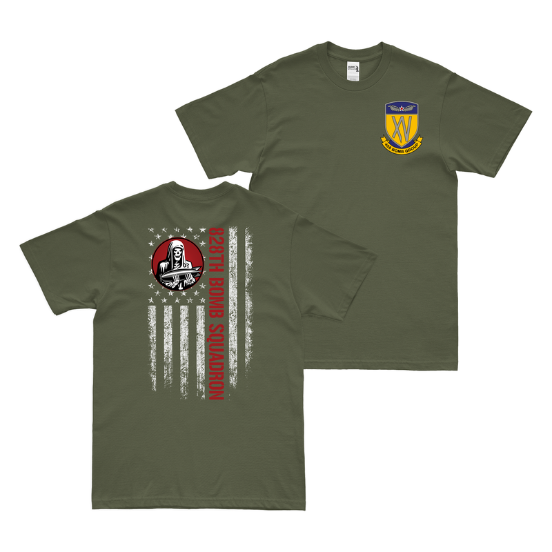 Double-Sided 828th Bomb Squadron American Flag T-Shirt