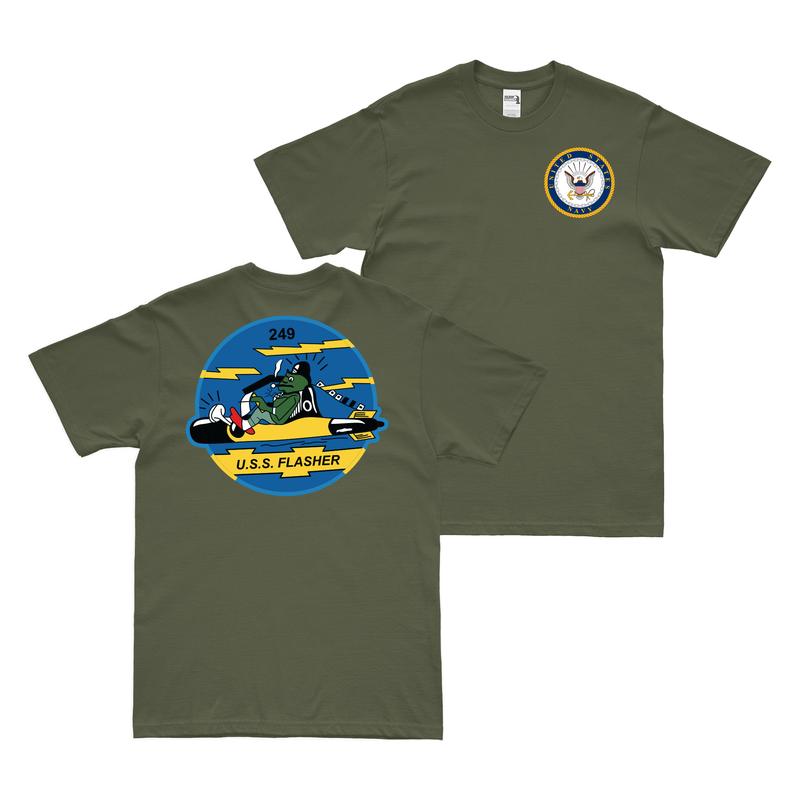 Double-Sided USS Flasher (SS-249) Gato-class Submarine T-Shirt