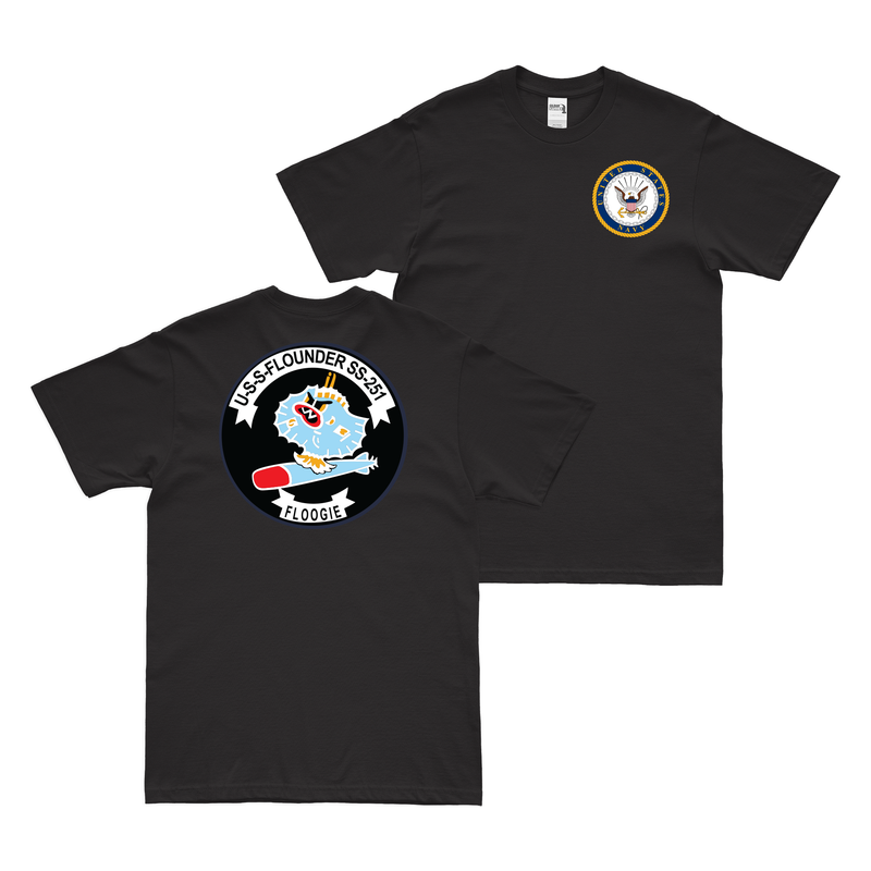 Double-Sided USS Flounder (SS-251) Gato-class Submarine T-Shirt